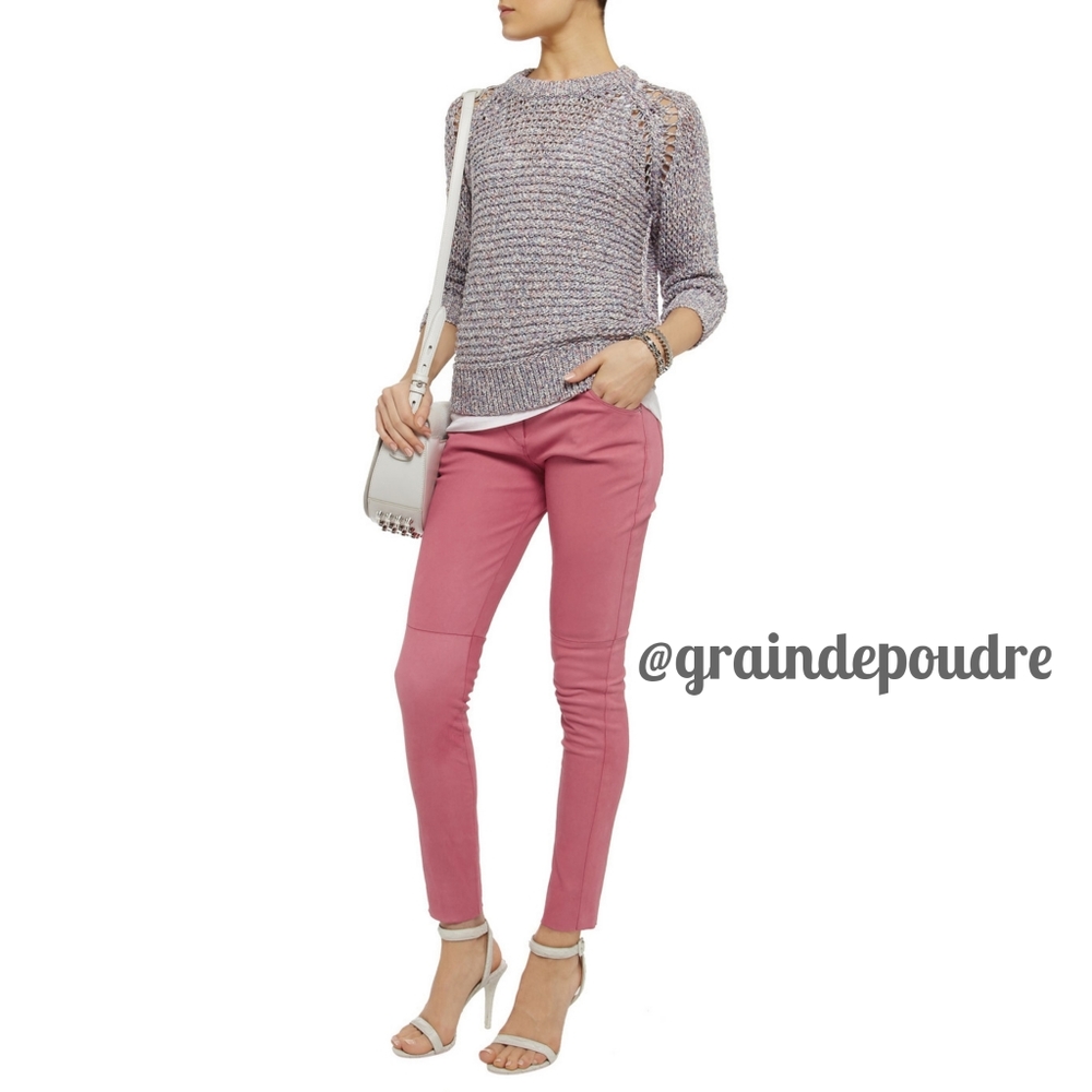 Iro Everly Blue Purple Mesh Open Weave Sweater 0